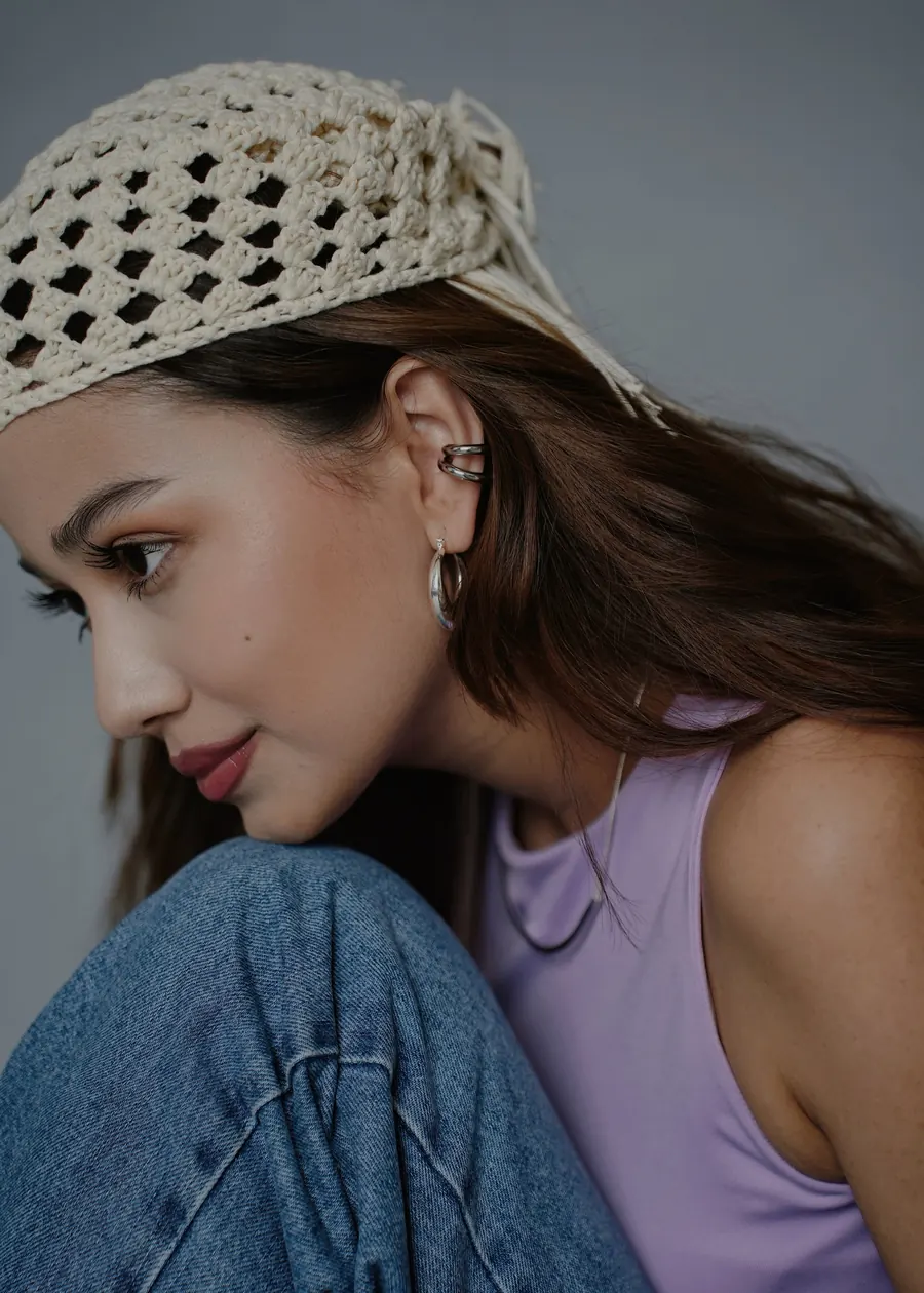 Silver Vibes ear cuff and hoop earrings